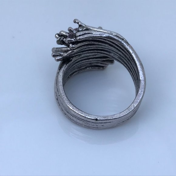 Women Ring Pink Gemstone Silver Tone Wedding Band - Picture 6 of 13